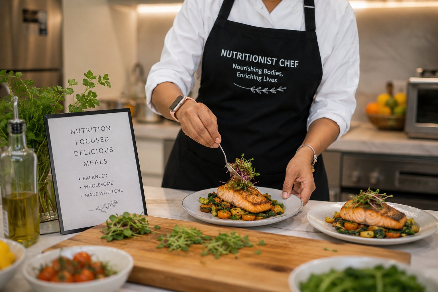 Private chef plating a premium dinner